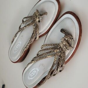 Tod's Snake Skin Flat Sandal Size 6